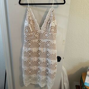 LULU’S Sway Away White Crochet Bridal Dress